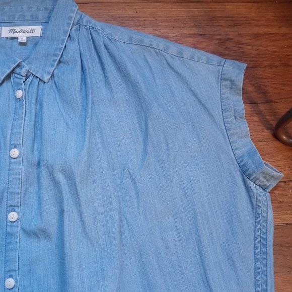 Madewell Women's Blue Button Down Shirt - Picture 11 of 15